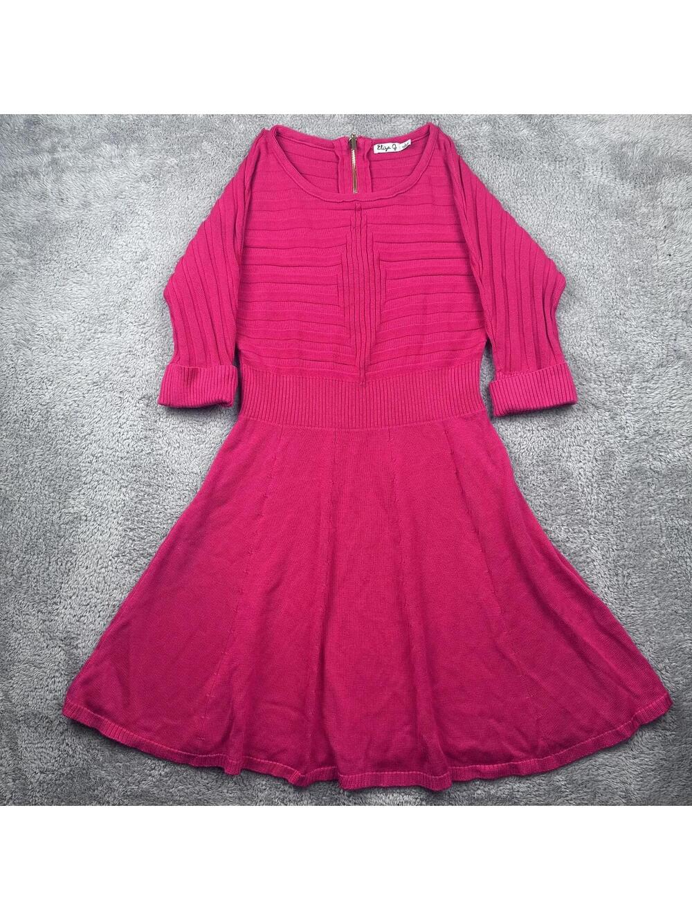 Eliza J Pink Knit Fit and Flare Dress Size L